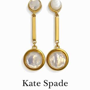 Kate Spade New York Gold-Tone Mother-of-Pearl Dangle Earrings | 2.30”